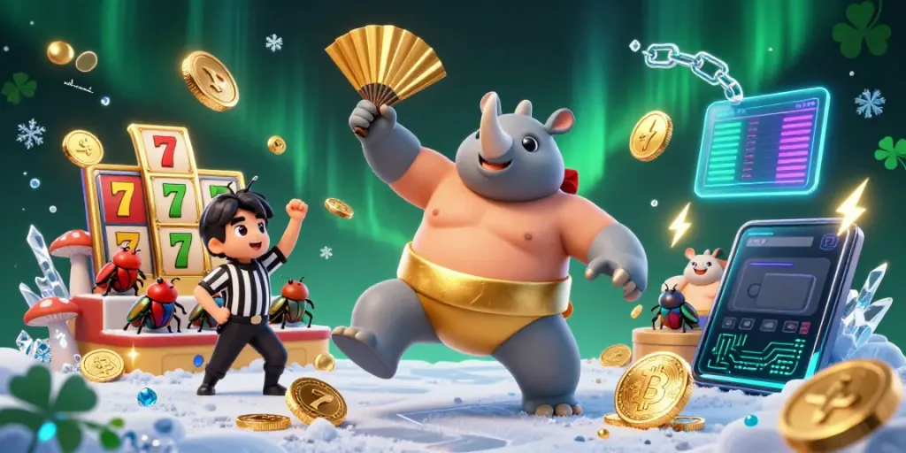 Experience the thrill of slot resmi with animated characters celebrating wins, gold coins flying in a quirky casino scene.