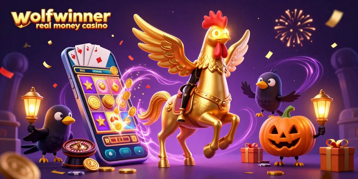 Engage at wolfwinner real money casino with a golden rooster and exciting slot games.