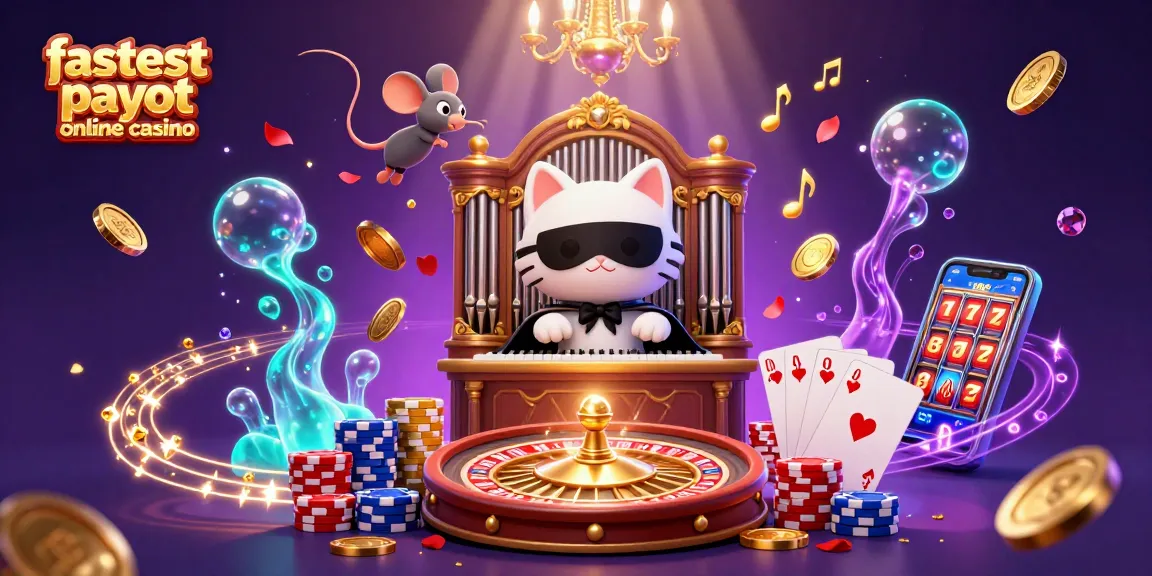 Experience the fastest payout online casino with a whimsical 3D scene of characters amidst gold coins and casino elements.
